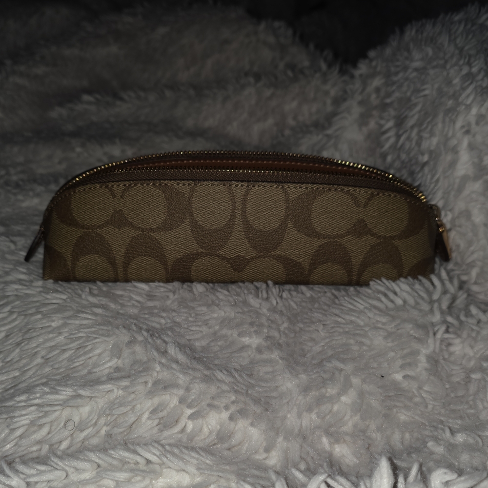 Coach Brown Monogram Cosmetic Pouch